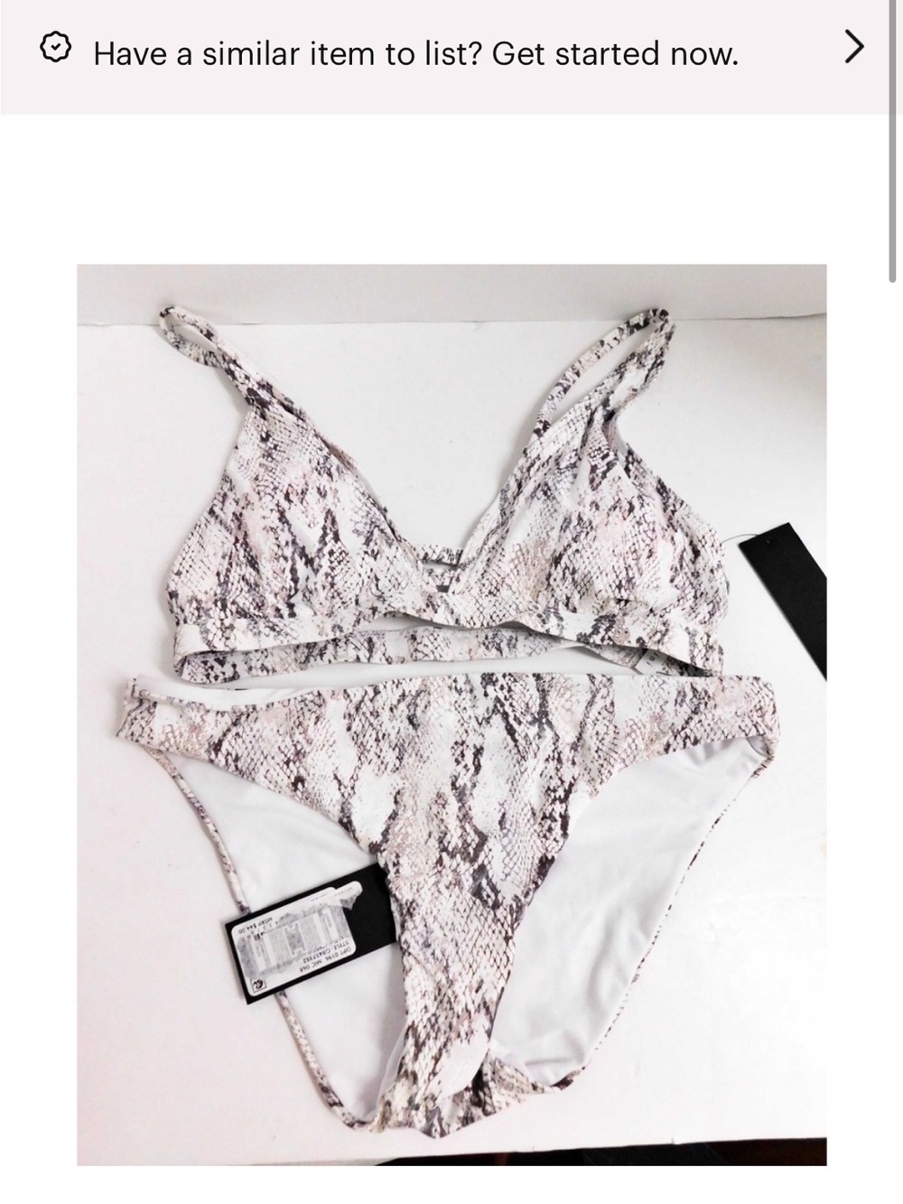 Gianni bini Snake Print Bikini Bottoms in White and Gray. NWT Large